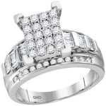 10kt White Gold Womens Round Diamond Cindys Dream Cluster Bridal Wedding Engagement Ring 7/8 Cttw