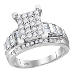 10kt White Gold Womens Round Diamond Cindys Dream Cluster Bridal Wedding Engagement Ring 1-1/2 Cttw