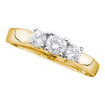 14kt Yellow Gold Womens Round Diamond 3-stone Bridal Wedding Engagement Ring 1.00 Cttw