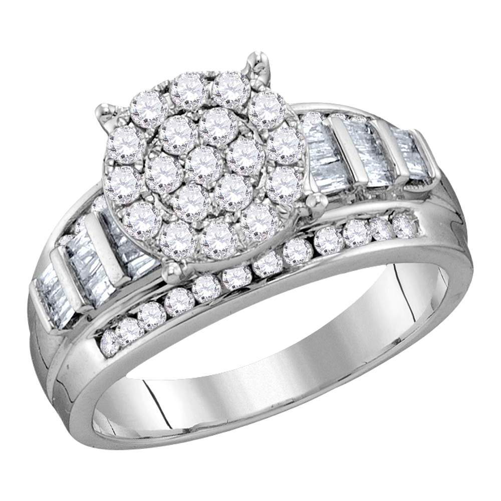 10kt White Gold Womens Round Diamond Cluster Bridal Wedding Engagement Ring 2.00 Cttw