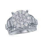 10kt White Gold Womens Round Diamond Cluster Bridal Wedding Engagement Ring 3.00 Cttw