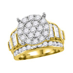 10kt Yellow Gold Womens Round Diamond Cluster Bridal Wedding Engagement Ring 3.00 Cttw