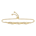 10kt Yellow Gold Womens Round Diamond Crossover Bolo Bracelet 1/6 Cttw