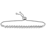 10kt White Gold Womens Round Pave-set Diamond Single Row Bolo Bracelet 1/2 Cttw