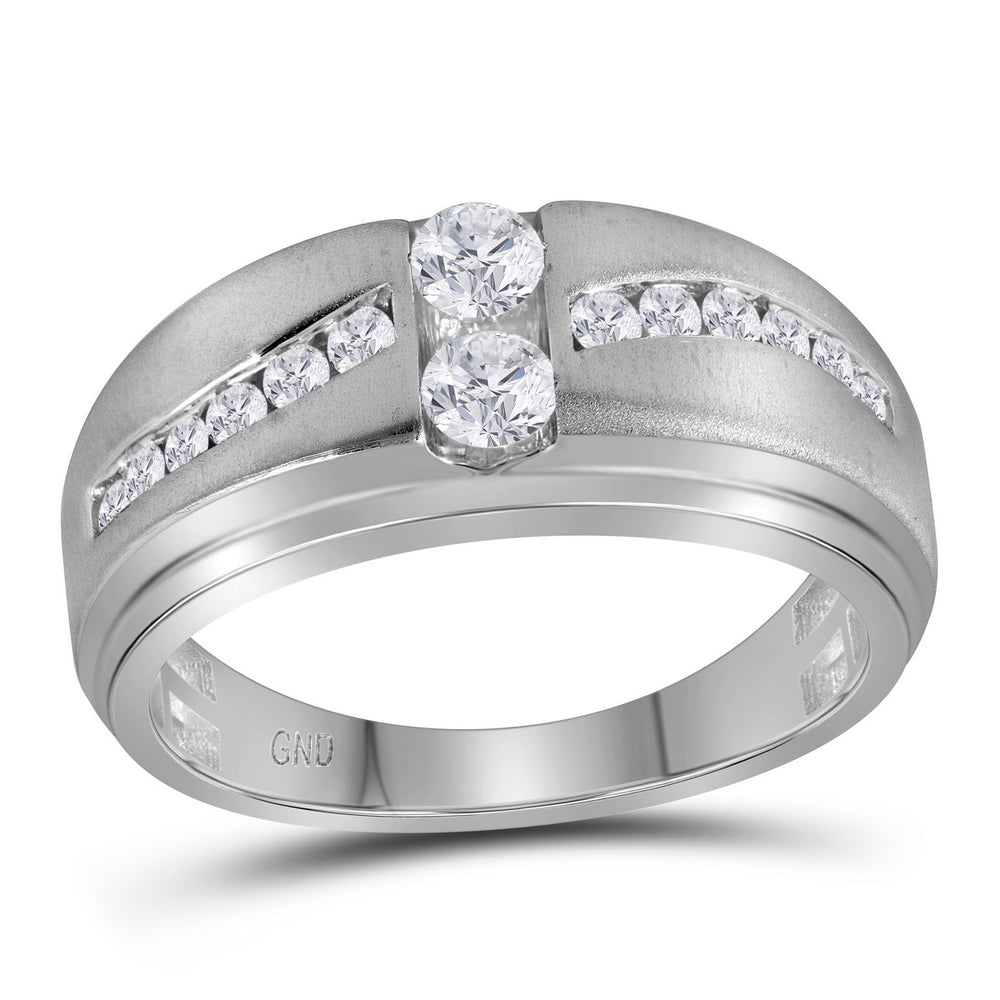 10kt White Gold Mens Round Diamond Wedding Band Ring 5/8 Cttw