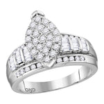 Sterling Silver Womens Round Diamond Oval Cluster Bridal Wedding Engagement Ring 1/2 Cttw