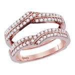 14kt Rose Gold Womens Round Diamond Ring Guard Wrap Solitaire Enhancer 1/2 Cttw