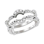 14kt White Gold Womens Round Diamond Ring Guard Wrap Solitaire Enhancer 1/3 Cttw