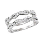 14kt White Gold Womens Round Diamond Ring Guard Wrap Solitaire Enhancer 1/2 Cttw