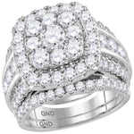 14kt White Gold Womens Round Diamond Halo Bridal Wedding Engagement Ring Band Set 4.00 Cttw