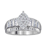 10kt White Gold Womens Diamond Oval Cluster Bridal Wedding Engagement Ring 2.00 Cttw