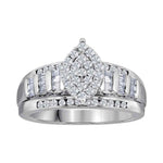 10kt White Gold Womens Round Diamond Oval Cluster Bridal Wedding Engagement Ring 3.00 Cttw