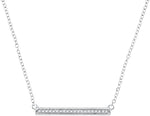 10kt White Gold Womens Round Diamond Bar Pendant Chain Necklace 1/10 Cttw