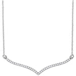 10kt White Gold Womens Round Diamond Contoured Bar Pendant Necklace 1/4 Cttw