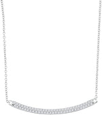 10kt White Gold Womens Round Diamond Curved Horiontal Bar Pendant Necklace 1/4 Cttw