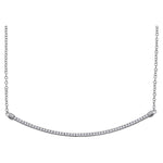 10kt White Gold Womens Round Diamond Curved Slender Bar Pendant Necklace 1/4 Cttw