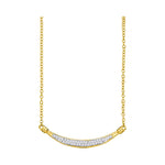 10kt Yellow Gold Womens Round Diamond Curved Bar Pendant Necklace 1/6 Cttw