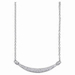 10kt White Gold Womens Round Diamond Curved Bar Pendant Necklace 1/6 Cttw