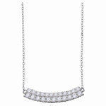 14kt White Gold Womens Round Diamond Curved Double Row Bar Necklace 1.00 Cttw