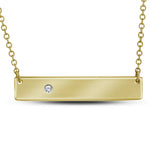 10kt Yellow Gold Womens Round Diamond Rectangle Bar Necklace .02 Cttw