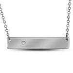 10kt White Gold Womens Round Diamond Rectangle Bar Necklace .02 Cttw