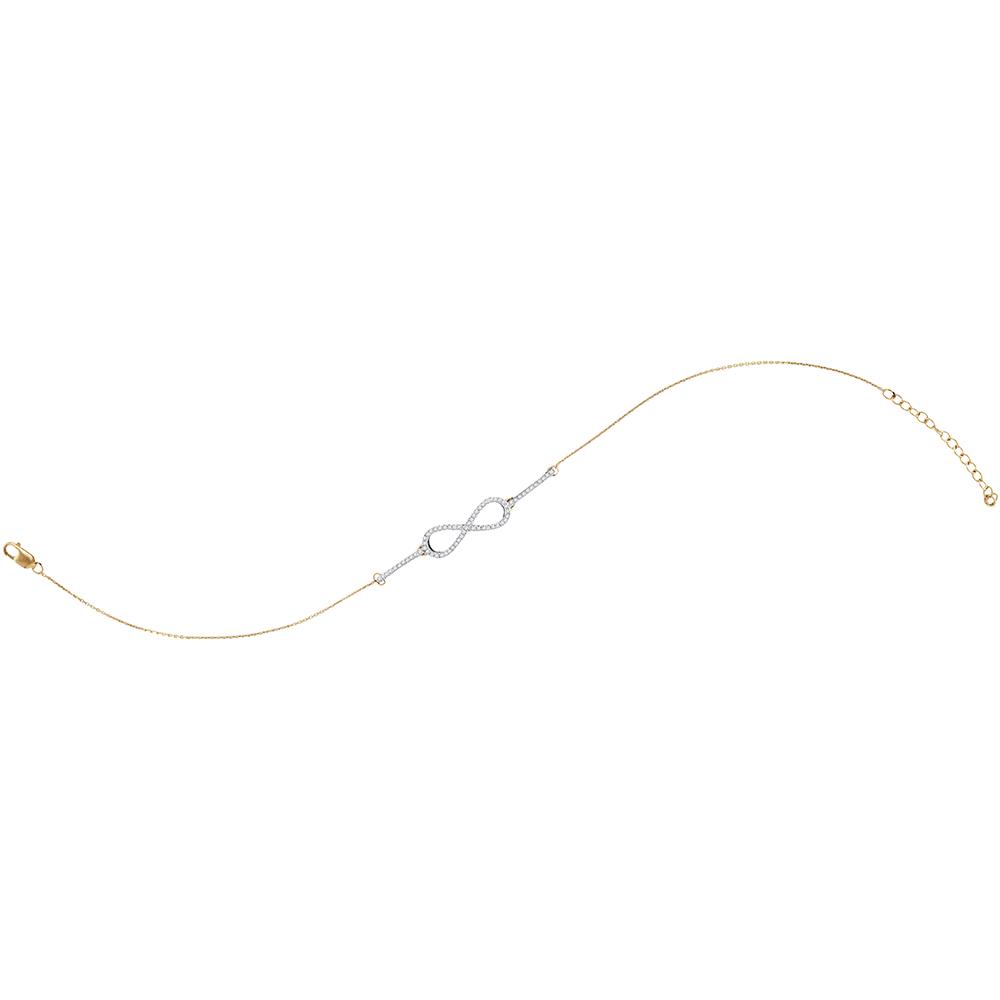 10kt Yellow Gold Womens Round Diamond Infinity Chain Bracelet 1/5 Cttw