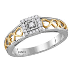 10kt Two-tone Gold Womens Round Diamond Solitaire Bridal Wedding Engagement Ring 1/10 Cttw