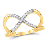 10kt Yellow Gold Womens Round Diamond Split-shank Infinity Ring 1/6 Cttw