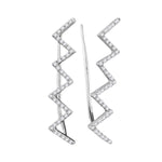 10kt White Gold Womens Round Diamond Chevron Climber Earrings 1/5 Cttw