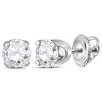 14kt White Gold Unisex Round Diamond Solitaire Stud Earrings 1/2 Cttw