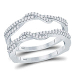 10kt White Gold Womens Round Diamond Wrap Ring Guard Enhancer Wedding Band 3/8 Cttw