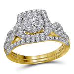 14kt Yellow Gold Womens Round Diamond Bridal Wedding Engagement Ring Band Set 1.00 Cttw