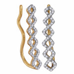 10kt Yellow Gold Womens Round Diamond Symmetrical Climber Earrings 1/4 Cttw