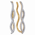 10kt Yellow Gold Womens Round Diamond Infinity Climber Earrings 1/4 Cttw