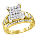 10kt Yellow Gold Womens Round Diamond Cindys Dream Cluster Bridal Wedding Engagement Ring 7/8 Cttw - Size 5