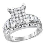 10kt White Gold Womens Round Diamond Cindys Dream Cluster Bridal Wedding Engagement Ring 7/8 Cttw - Size 8