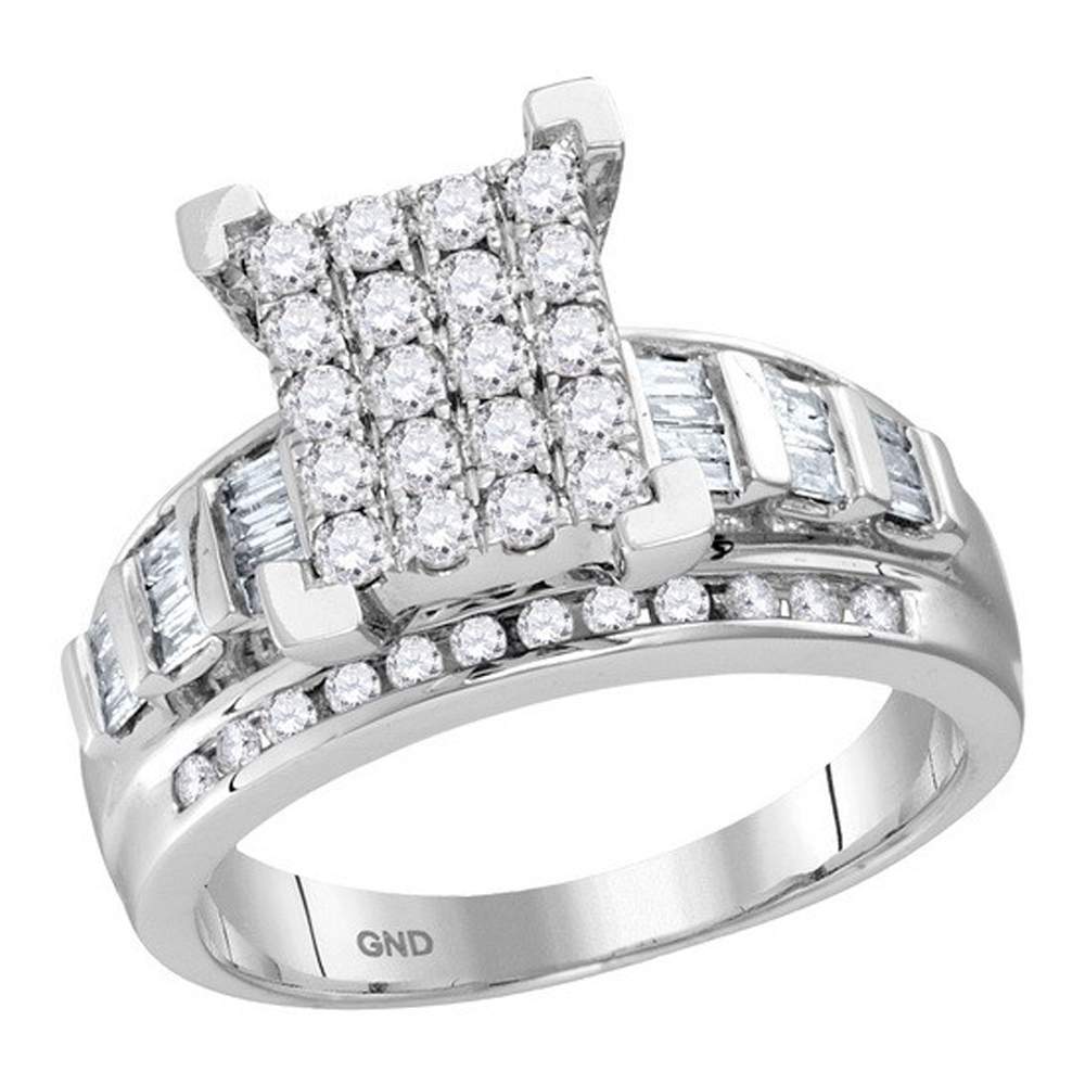 10kt White Gold Womens Round Diamond Cindys Dream Cluster Bridal Wedding Engagement Ring 1/2 Cttw - Size 5