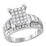10kt White Gold Womens Round Diamond Cindys Dream Cluster Bridal Wedding Engagement Ring 1/2 Cttw - Size 10