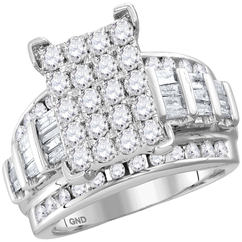 10kt White Gold Womens Round Diamond Cindys Dream Cluster Bridal Wedding Engagement Ring 2.00 Cttw - Size 6