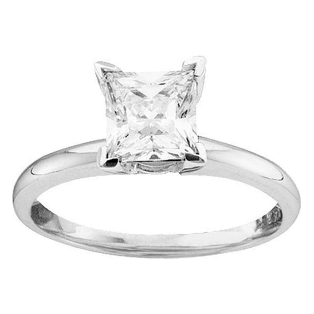 14kt White Gold Womens Princess Diamond Solitaire Bridal Wedding Engagement Ring 1/3 Cttw