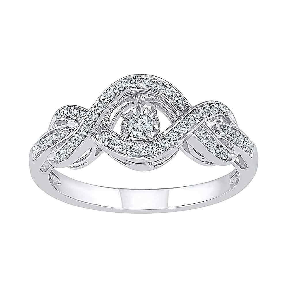 10kt White Gold Womens Round Diamond Moving Twinkle Solitaire Bridal Wedding Engagement Ring 1/4 Cttw
