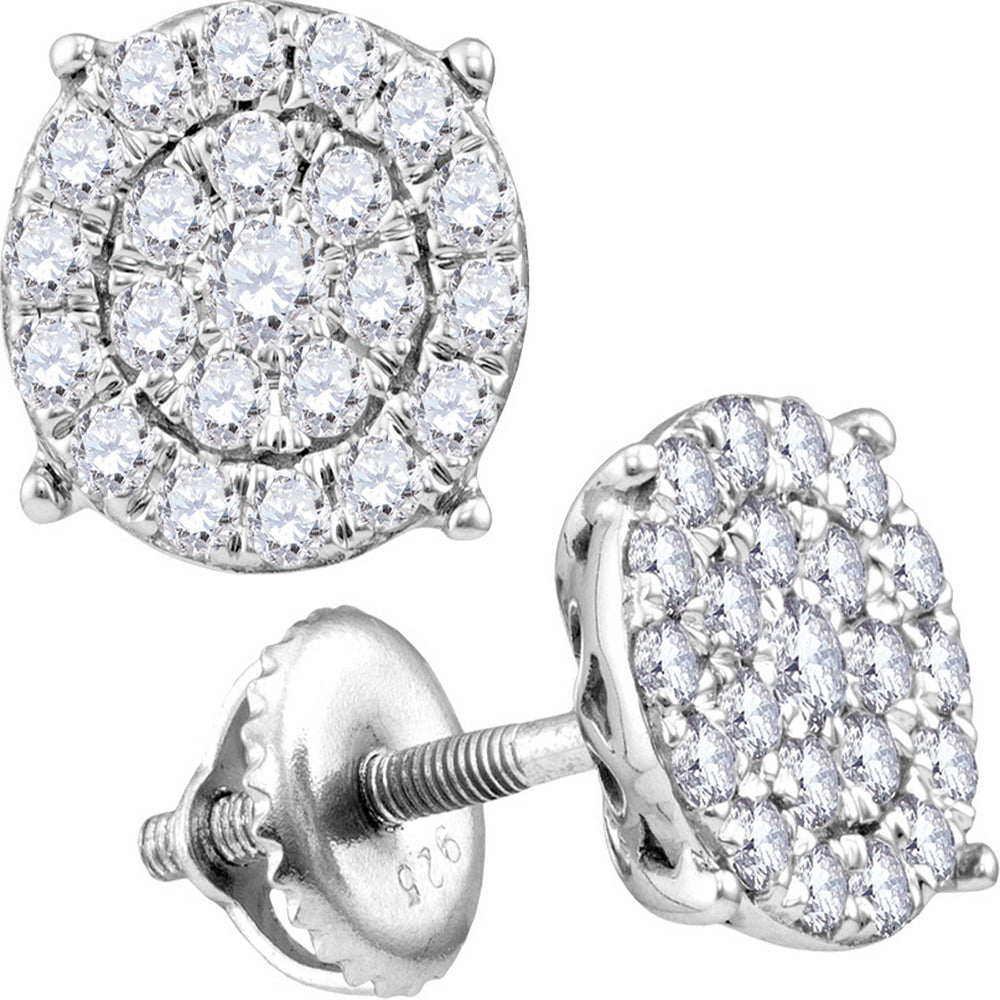 10kt White Gold Womens Round Diamond Cindy's Dream Cluster Earrings 1-3/8 Cttw