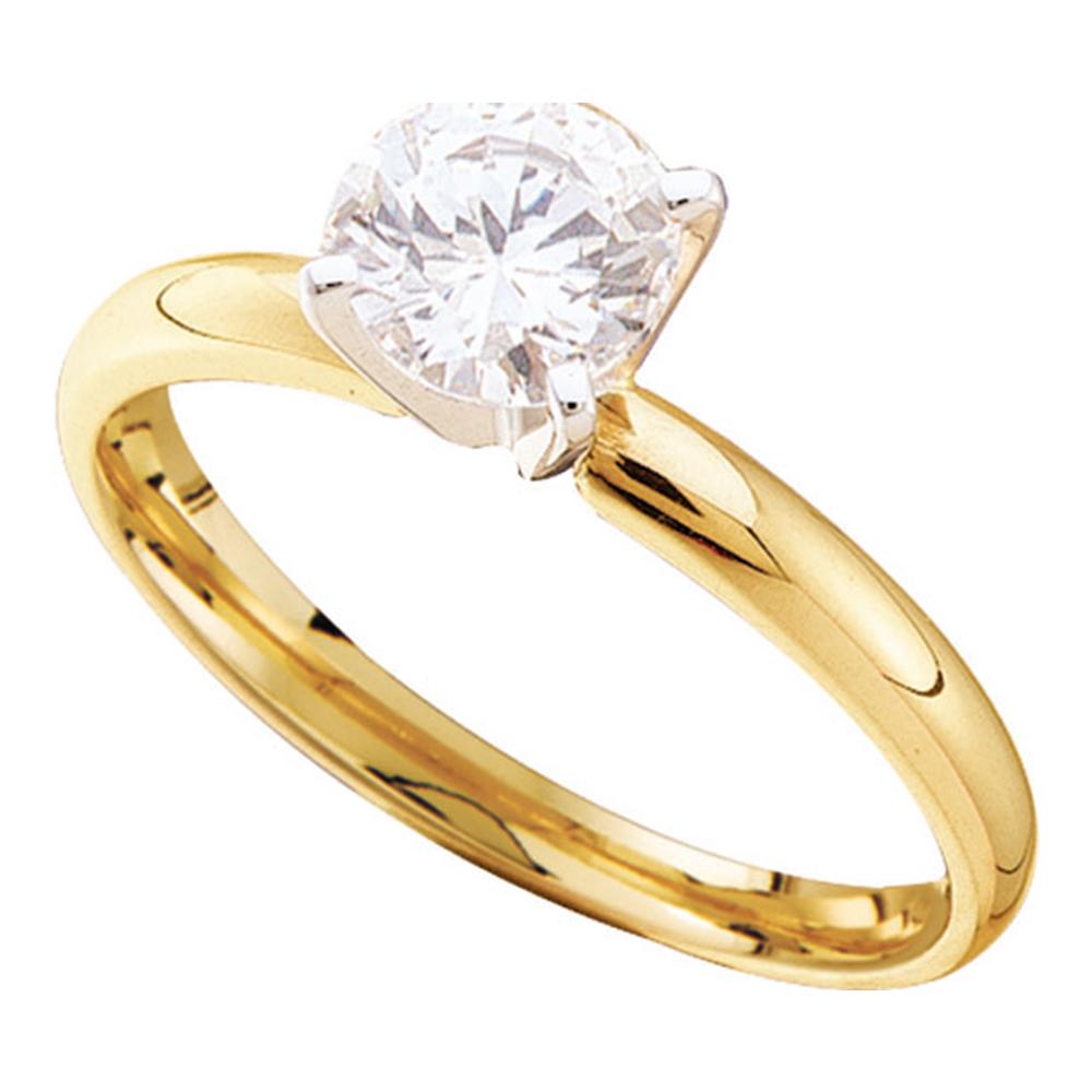 14kt Yellow Gold Womens Round Diamond Solitaire Bridal Wedding Engagement Ring 1/2 Cttw