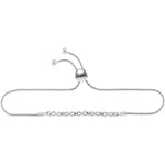 Sterling Silver Womens Round Diamond Infinity Link Bolo Adjustable Bracelet 1/6 Cttw