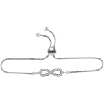 Sterling Silver Womens Round Diamond Infinity Bolo Adjustable Bracelet 1/4 Cttw