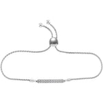 Sterling Silver Womens Round Diamond-accented Bar Bolo Adjustable Bracelet 1/10 Cttw