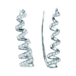 10kt White Gold Womens Round Diamond Coil Climber Earrings 1/4 Cttw