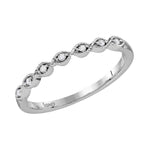 14kt White Gold Womens Round Diamond Stackable Band Ring 1/20 Cttw