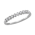 10kt White Gold Womens Round Diamond Stackable Band Ring 1/10 Cttw