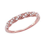 10kt Rose Gold Womens Round Diamond Stripe Stackable Fashion Band Ring 1/8 Cttw